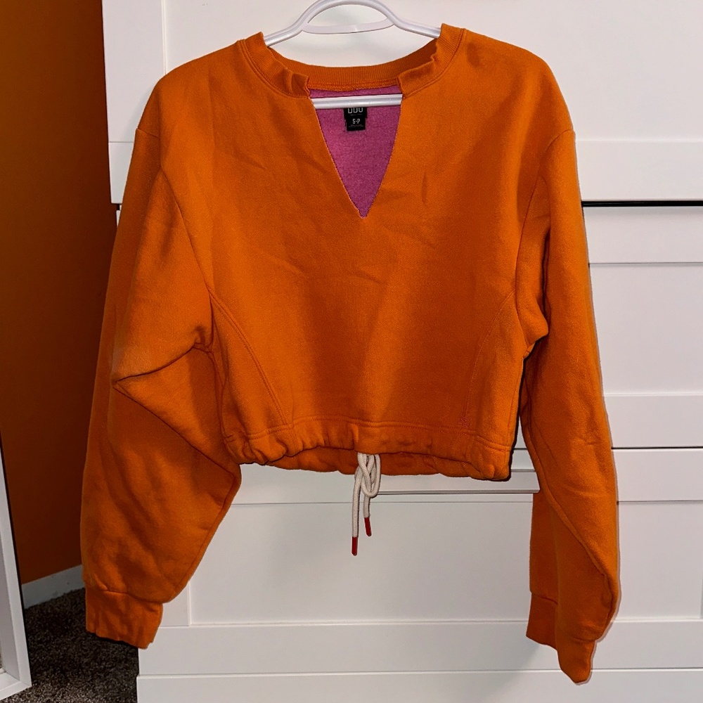 BDG Orange Cropped Fleece Crewneck Women's Size Small